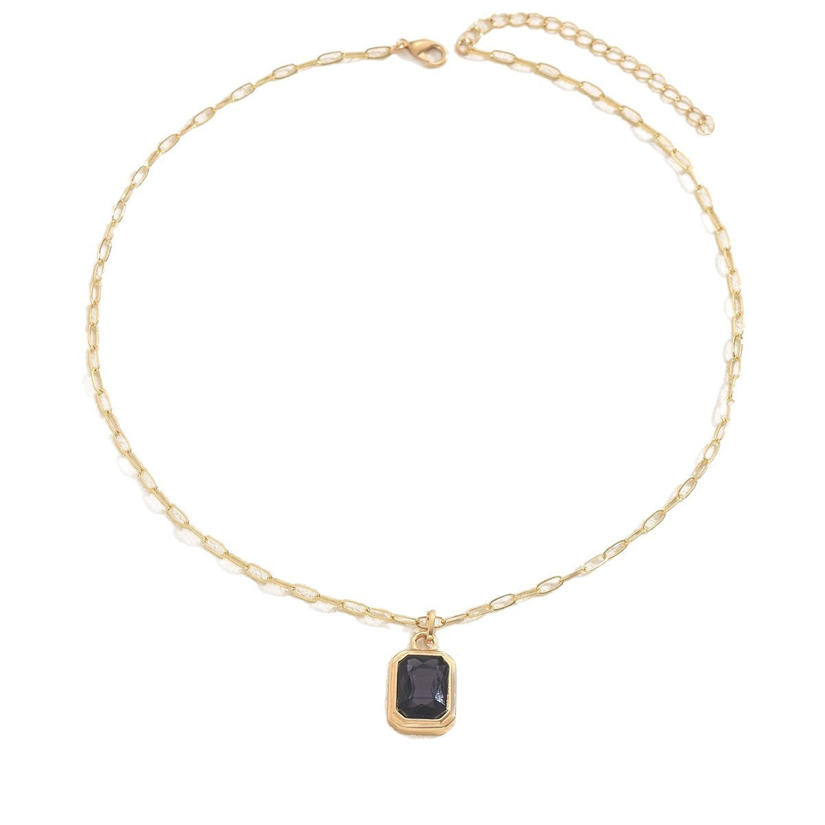 Classy Multi-Gem Square Pendant Necklace