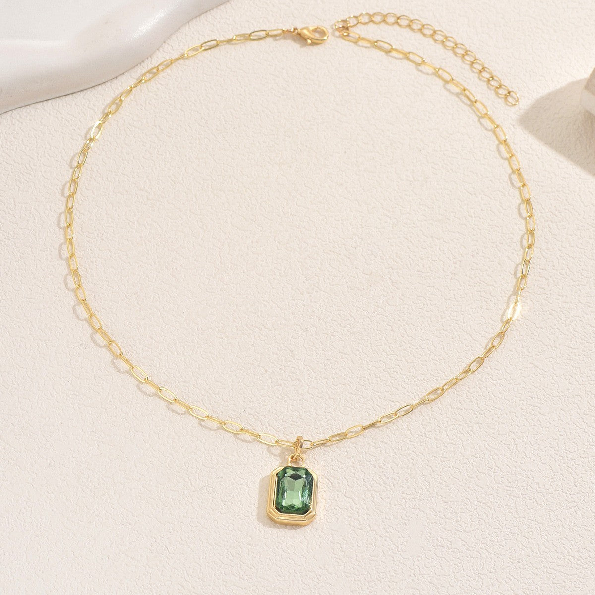 Classy Multi-Gem Square Pendant Necklace