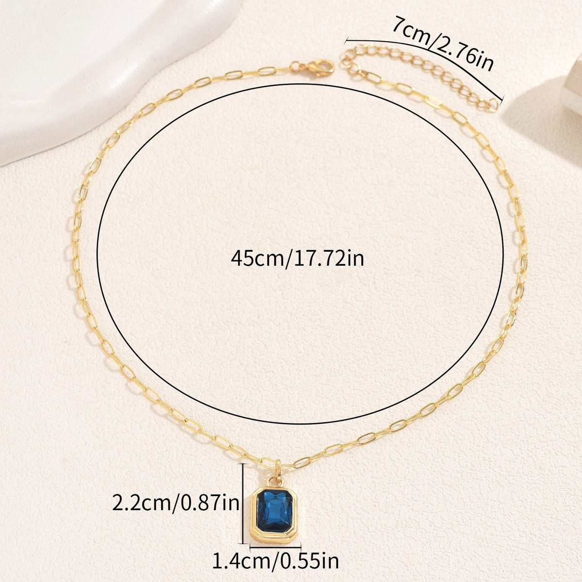 Classy Multi-Gem Square Pendant Necklace
