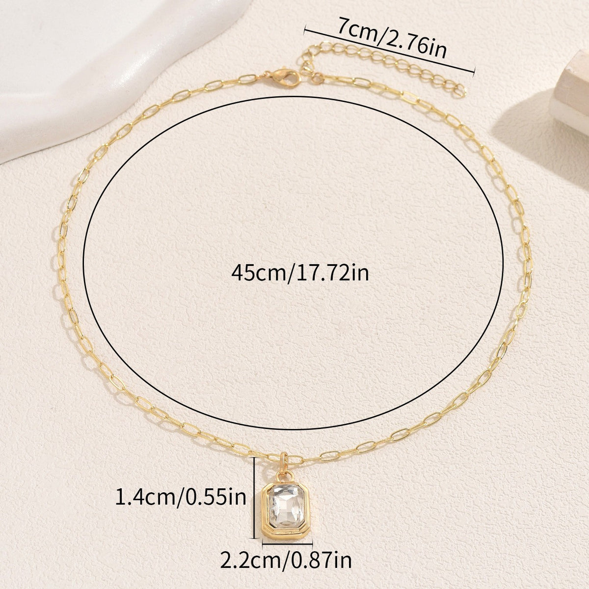 Classy Multi-Gem Square Pendant Necklace
