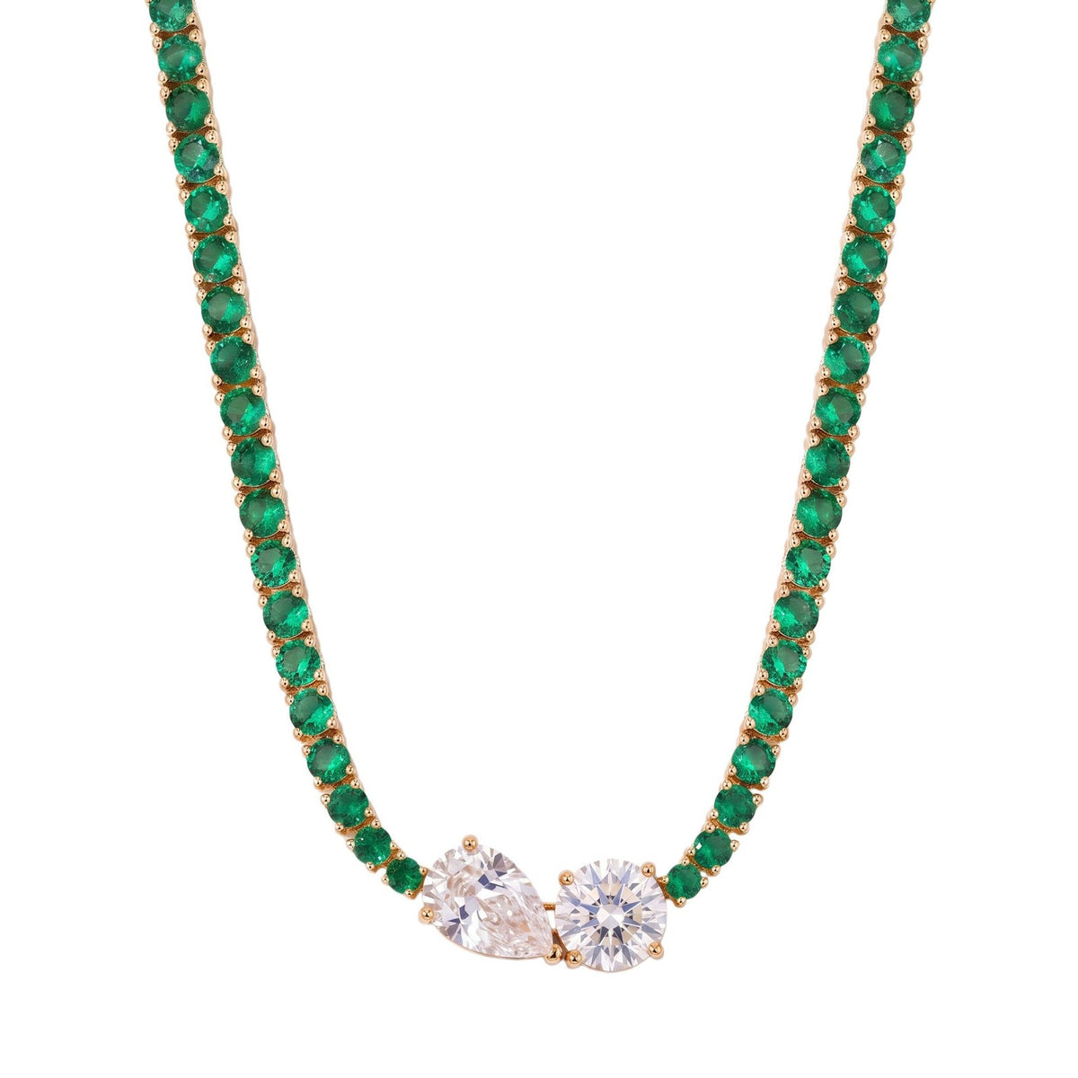 18k Boho Multi-Gem Duo Tennis Necklace