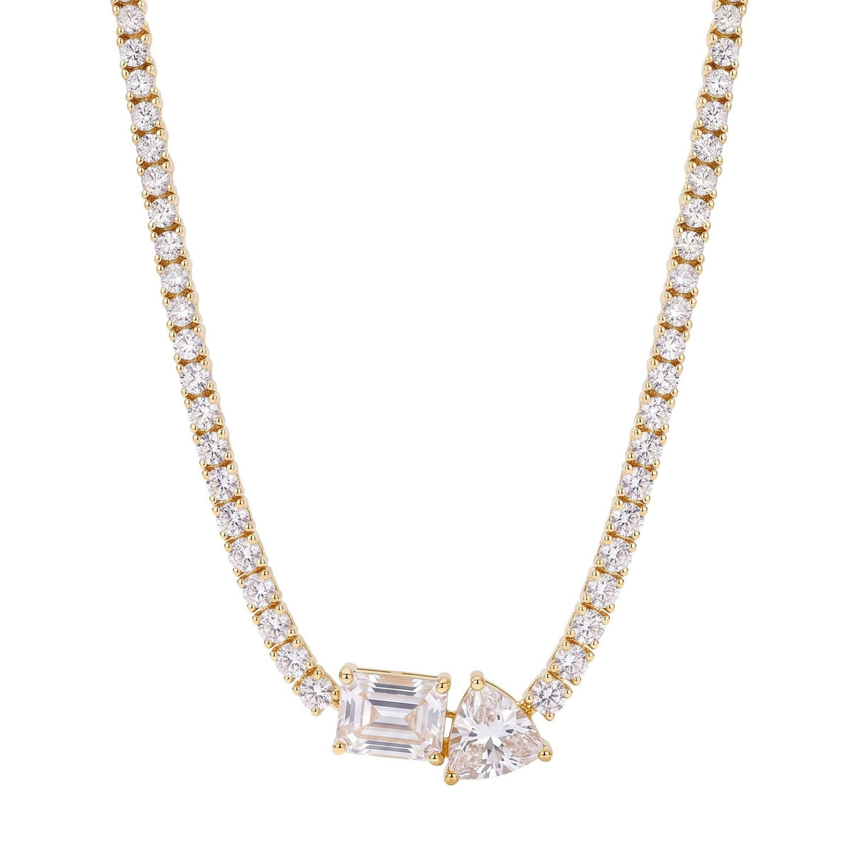 18k Boho Multi-Gem Duo Tennis Necklace