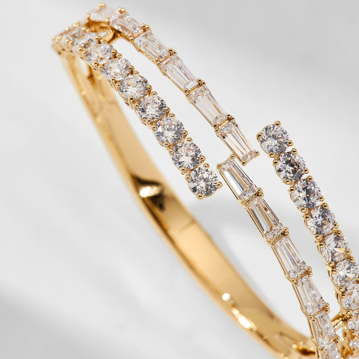 Classy Mixed Cut Rhinestone Cuff Bracelet Set