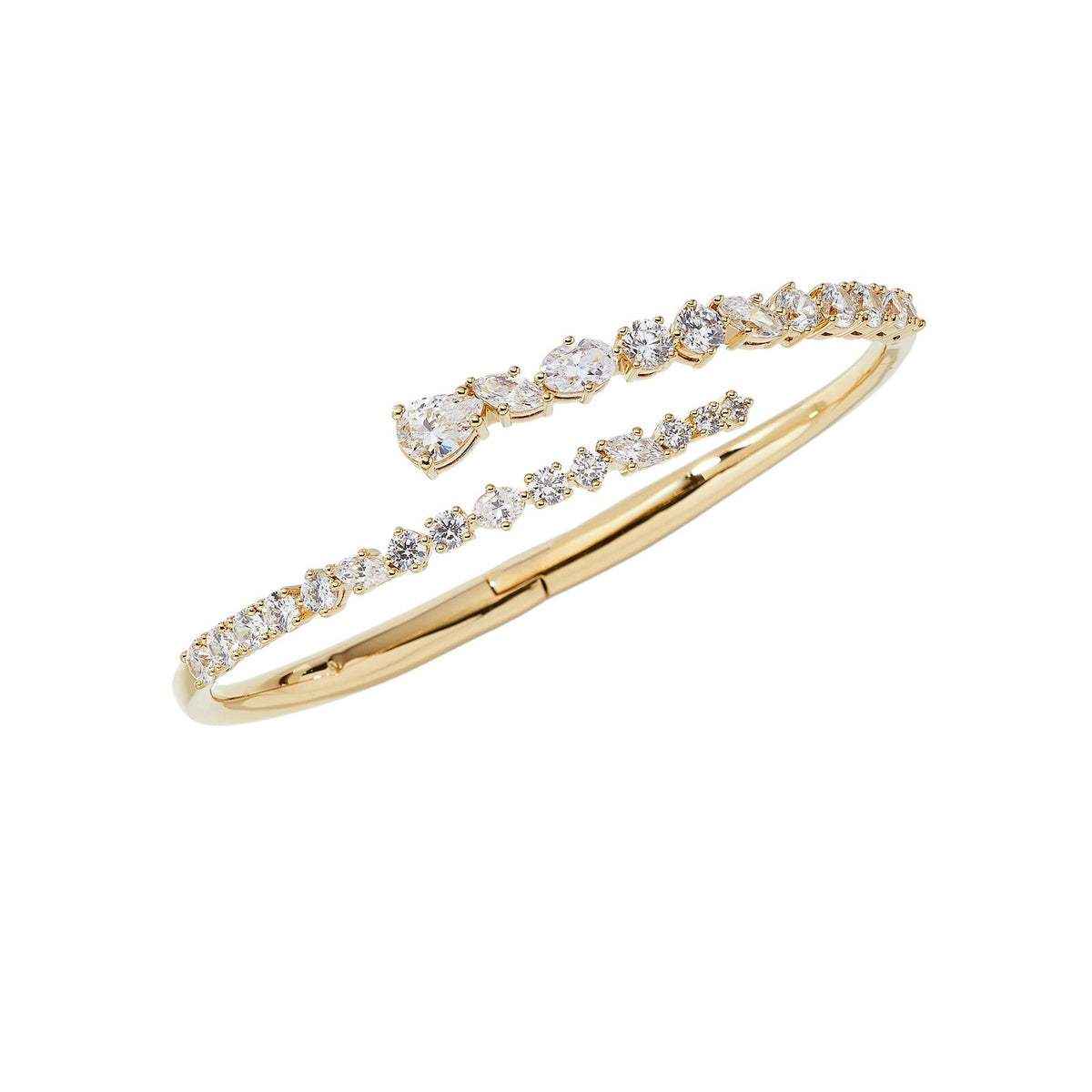 Classy Mixed Cut Rhinestone Cuff Bracelet Set