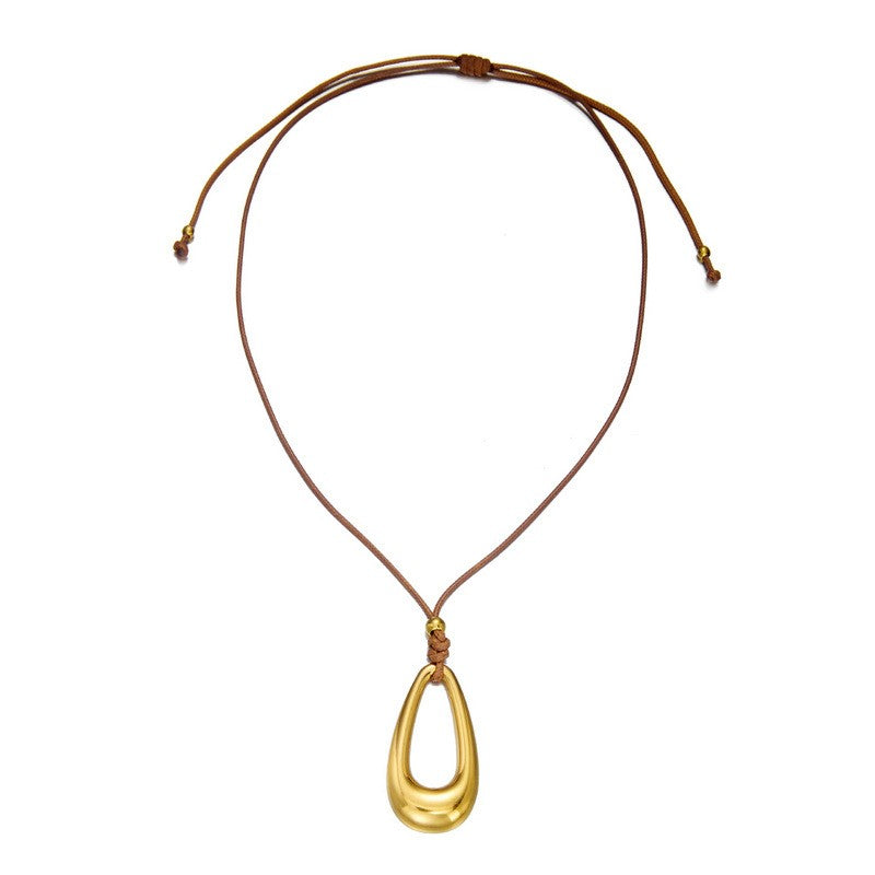 Classy Geometric Drop Cord Necklace