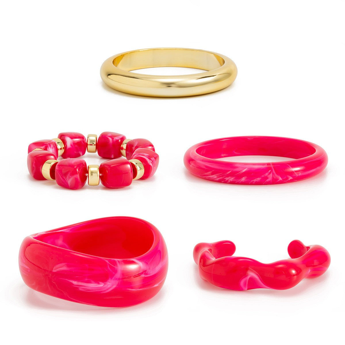Classy Rose Red Resin Bangle Set