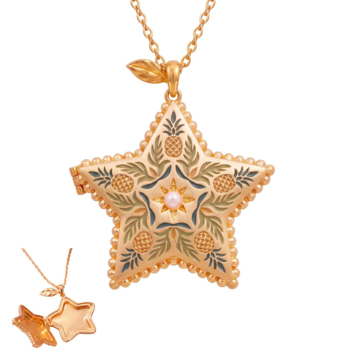 Romantic Enamel Floral Star Necklace