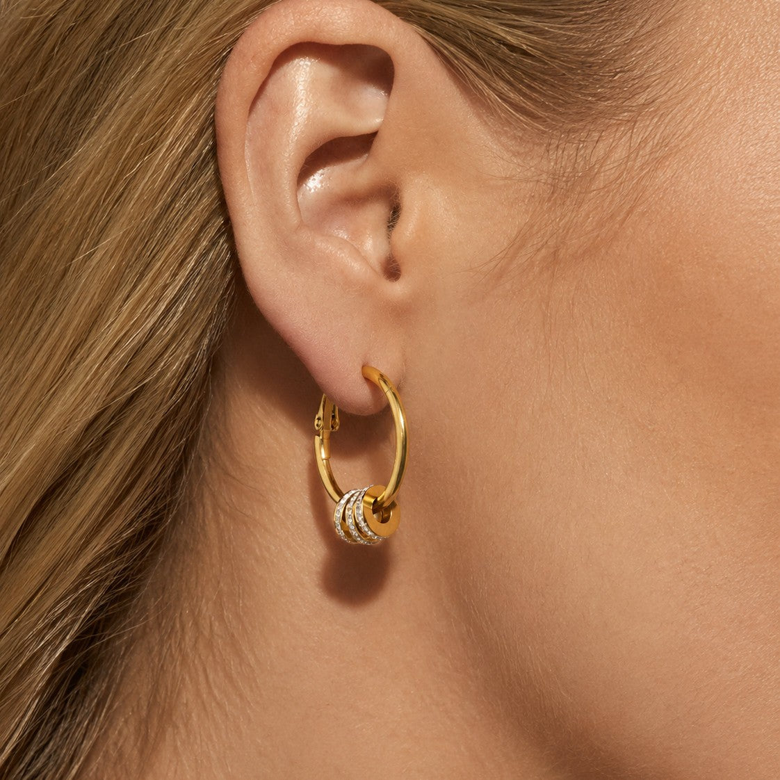Classy Zirconia Spacer Hoop Earrings