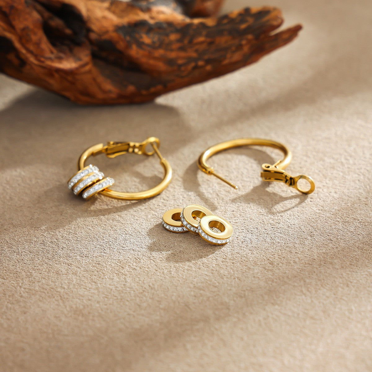 Classy Zirconia Spacer Hoop Earrings