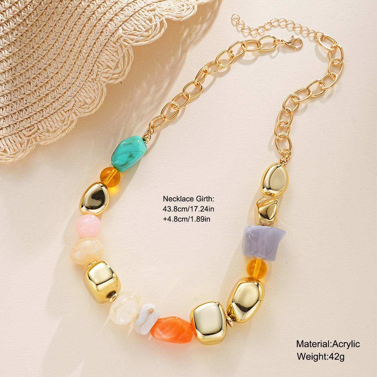 Boho Colorful Irregular Resin Bead Necklace