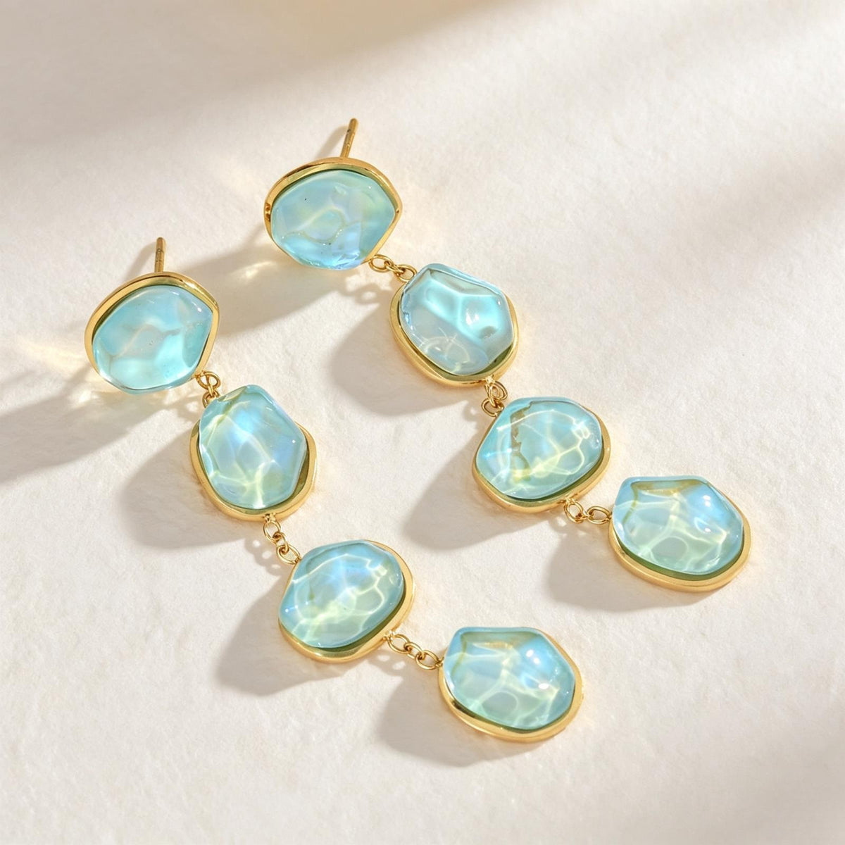 Romantic Mint Blue Glass Drop Earrings