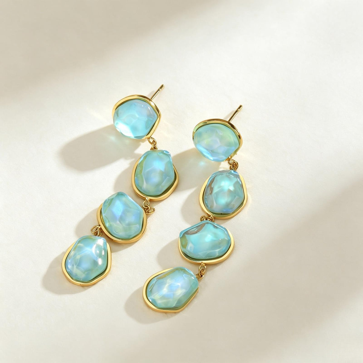 Romantic Mint Blue Glass Drop Earrings