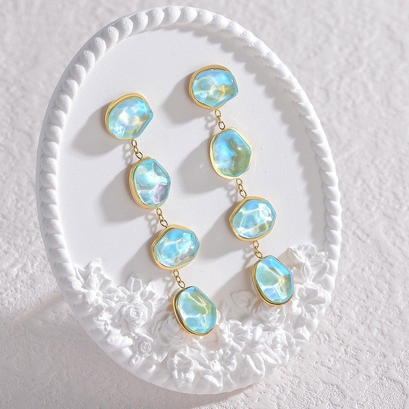 Romantic Mint Blue Glass Drop Earrings