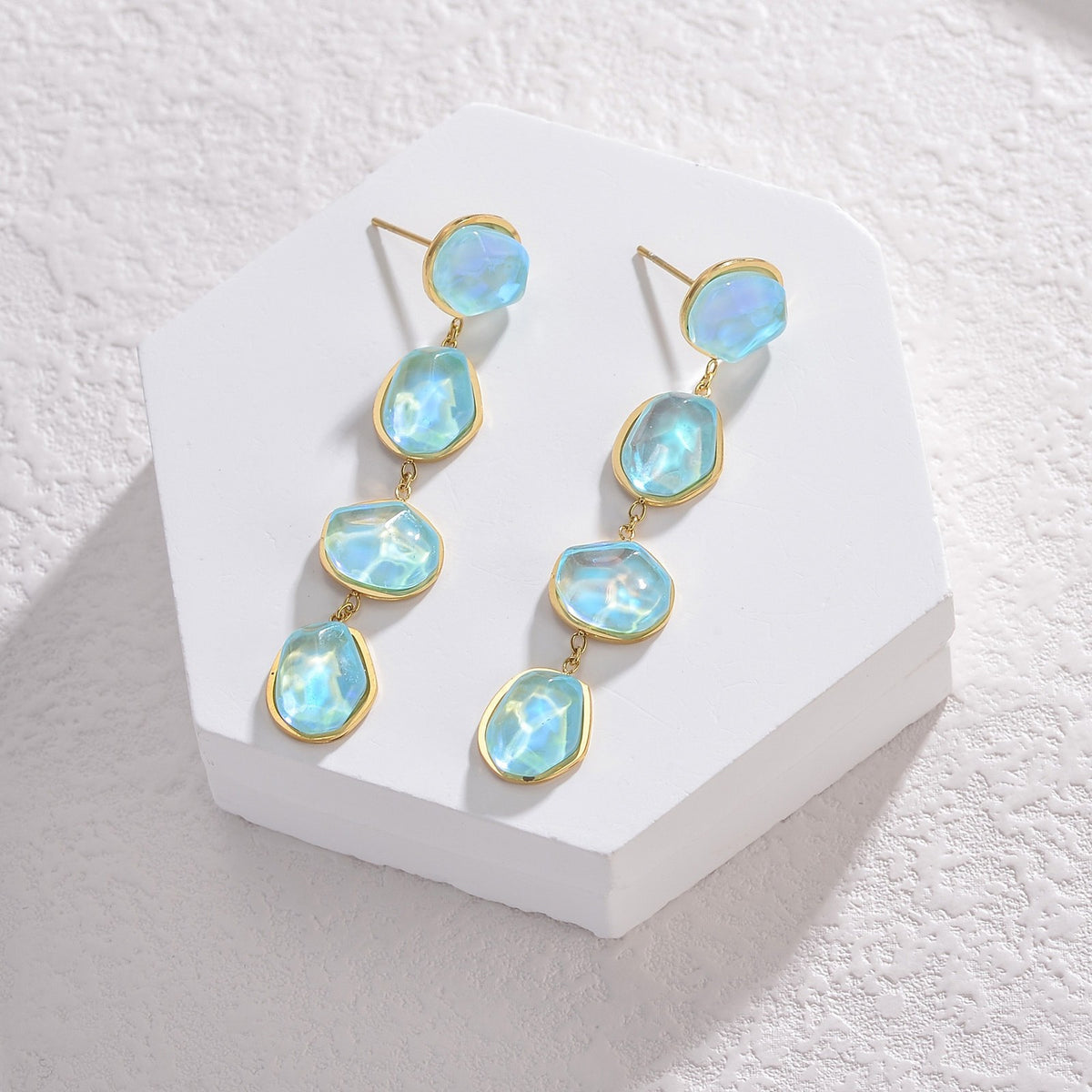 Romantic Mint Blue Glass Drop Earrings