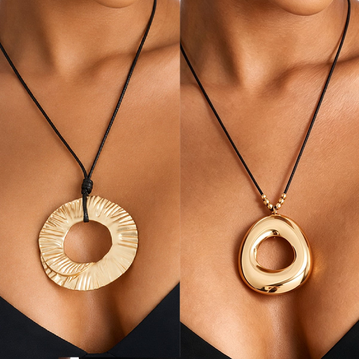 Boho Geometric Cutout Cord Necklace