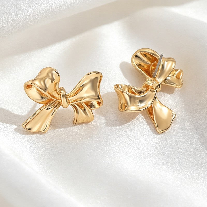 Classy Sculptural Bow Stud Earrings