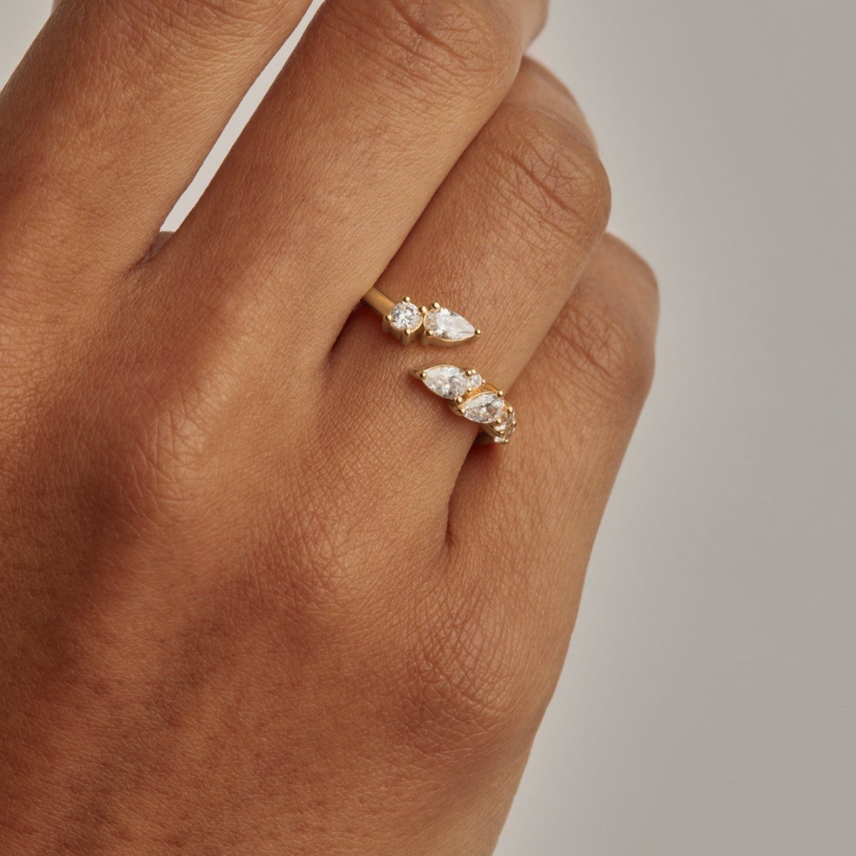 Dainty marquise zirconia open ring