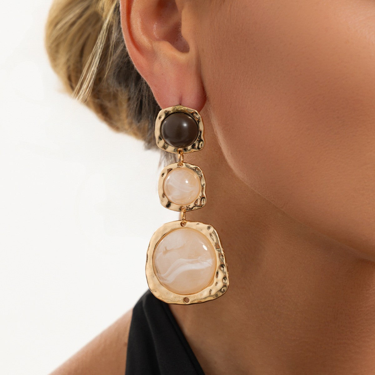 Classy Geometric Faux Marble Drop Earrings