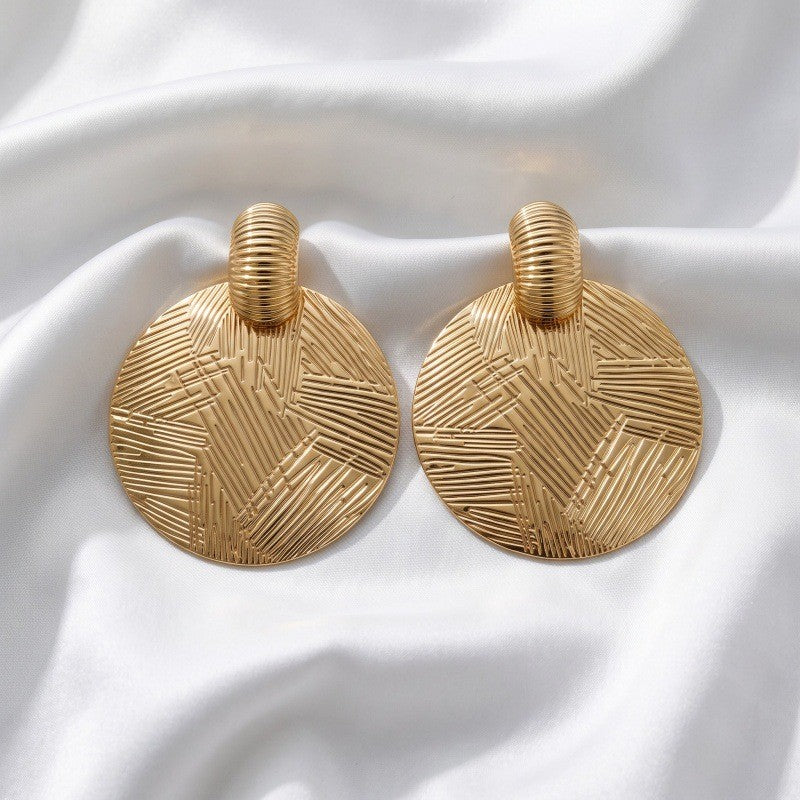 Classy Geometric Textured Disc Earrings