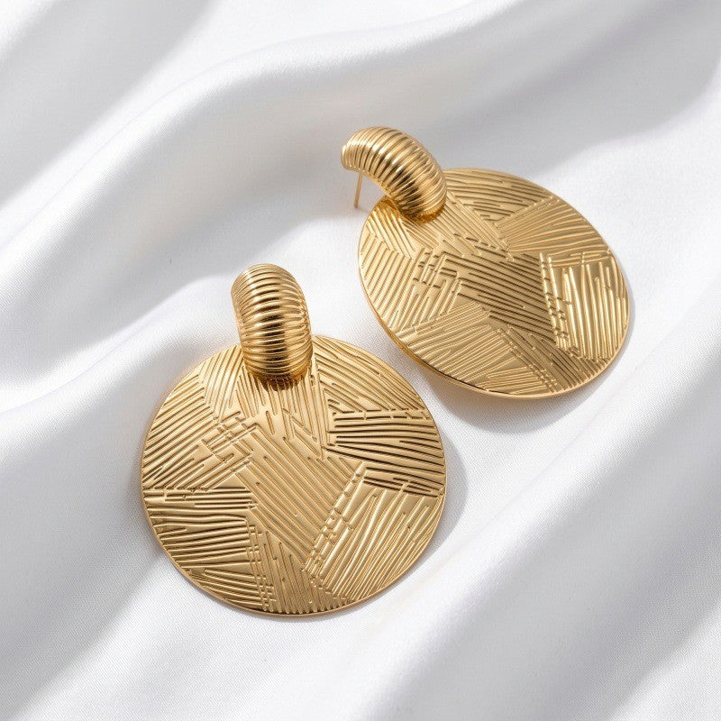 Classy Geometric Textured Disc Earrings