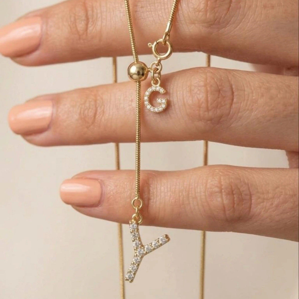 Dainty Initial Drop Lariat Necklace
