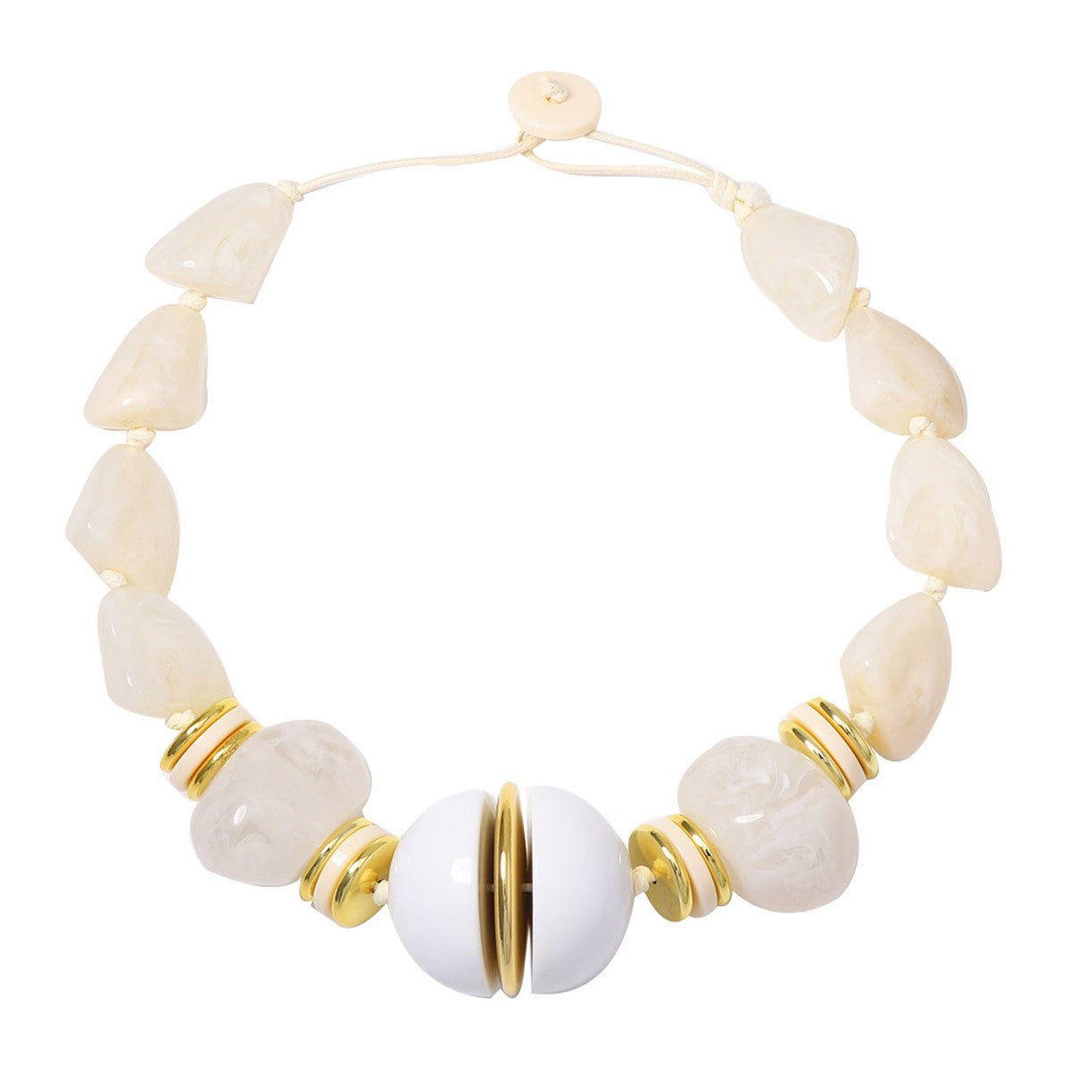 Vintage White Geometric Resin Collar Necklace