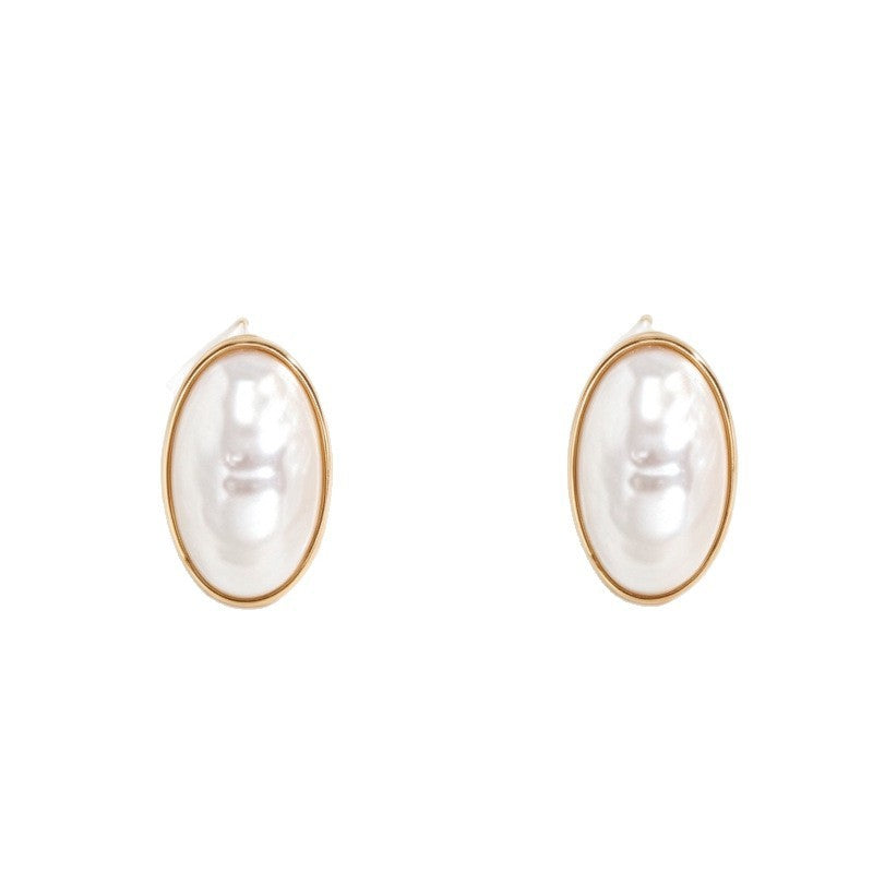 3pc Classy Oval Faux Pearl Necklace, Earring & Ring Set