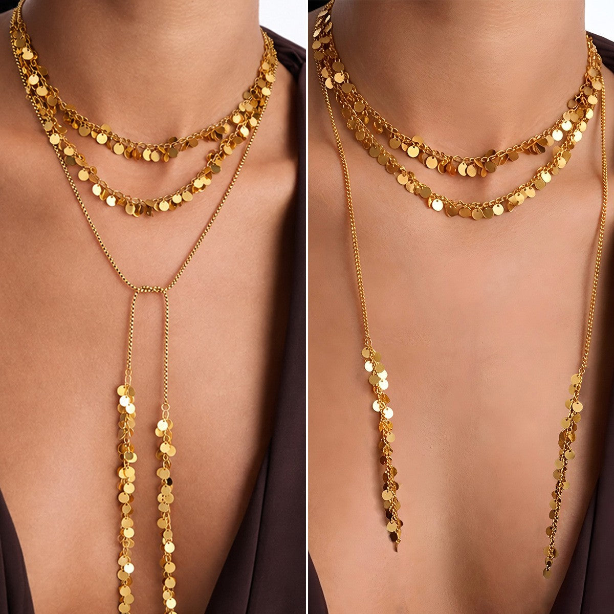 Boho Multi-Layer Disc Tassel Necklace