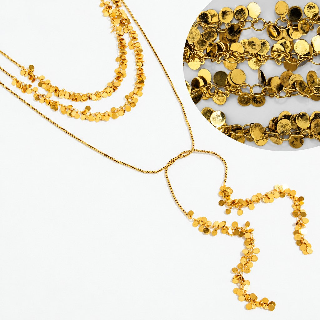 Boho Multi-Layer Disc Tassel Necklace