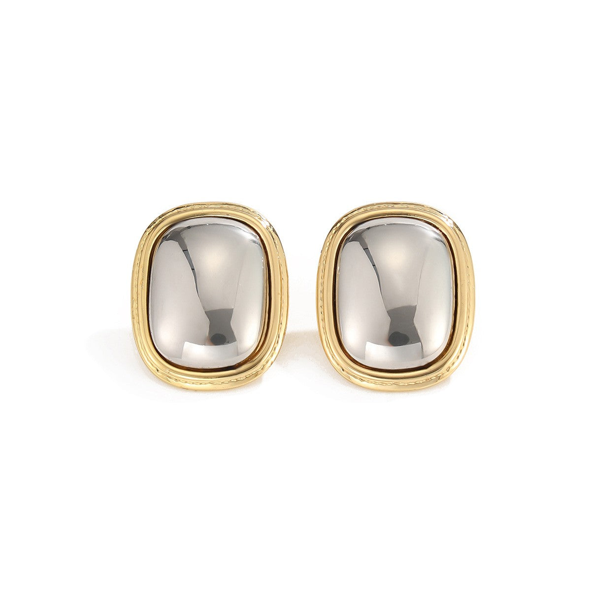18k Classy Geometric Mirror Stud Earrings