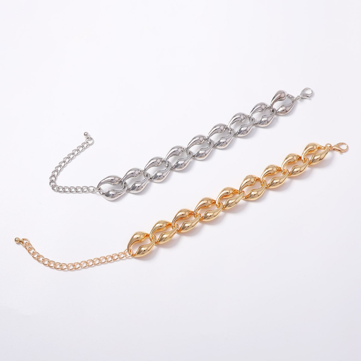Classy Vintage Geometric Chain Necklace and Bracelet Set
