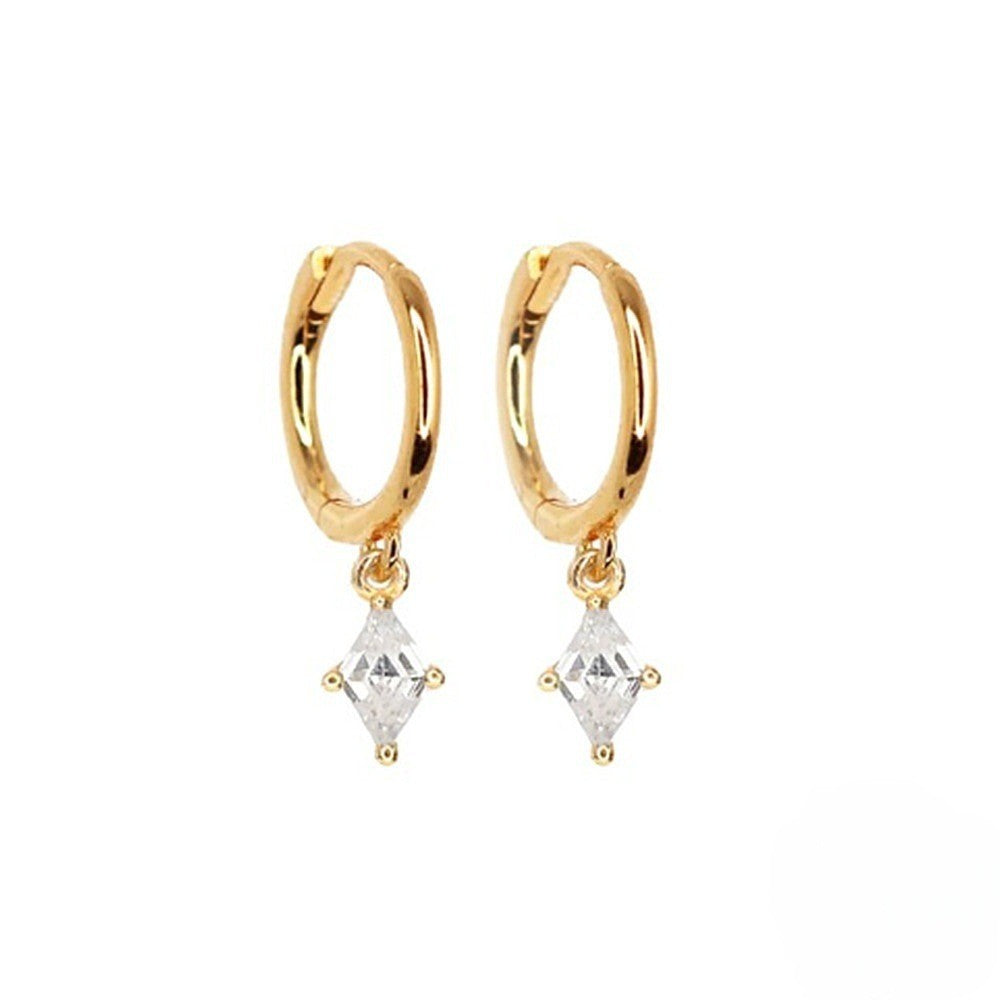 Dainty Green Rhombus Huggie Earrings