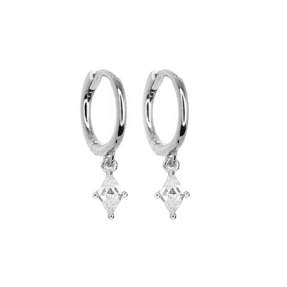 Dainty Green Rhombus Huggie Earrings
