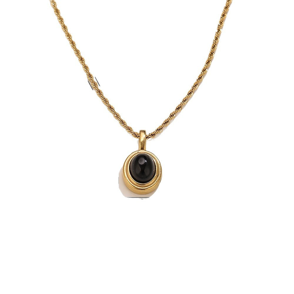 18k Classy Oval Cat's Eye Necklace