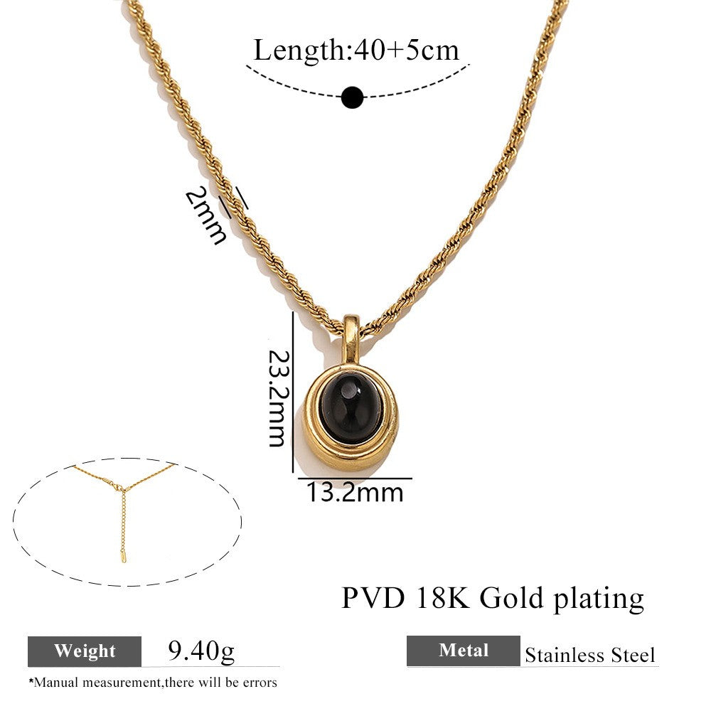18k Classy Oval Cat's Eye Necklace