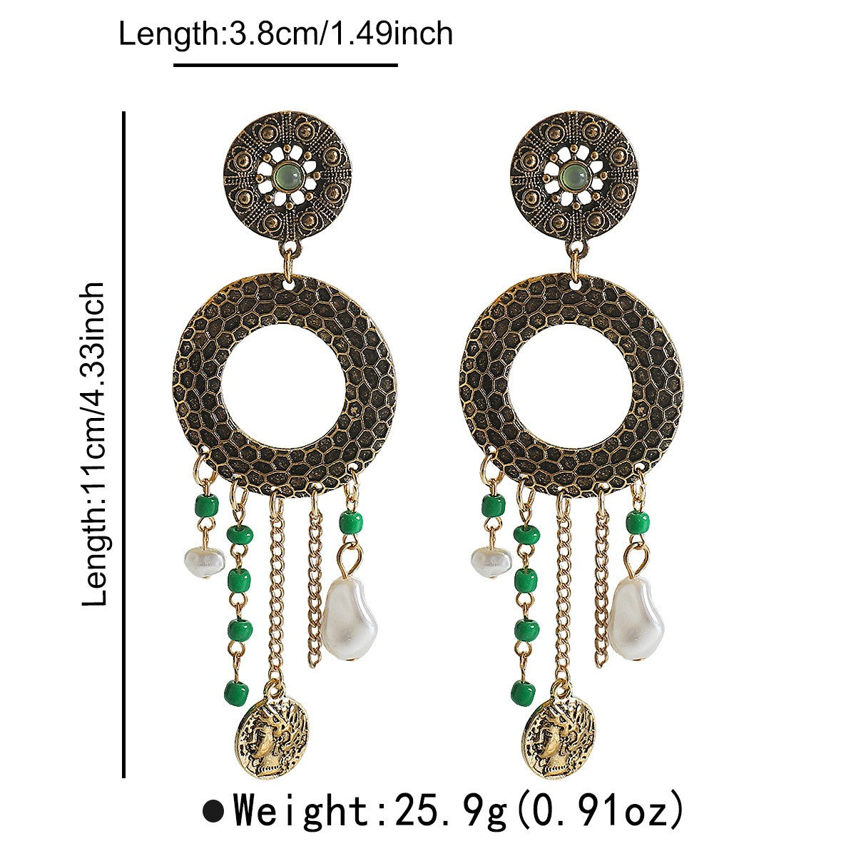Classy Vintage Circle Pearl Drop Earrings