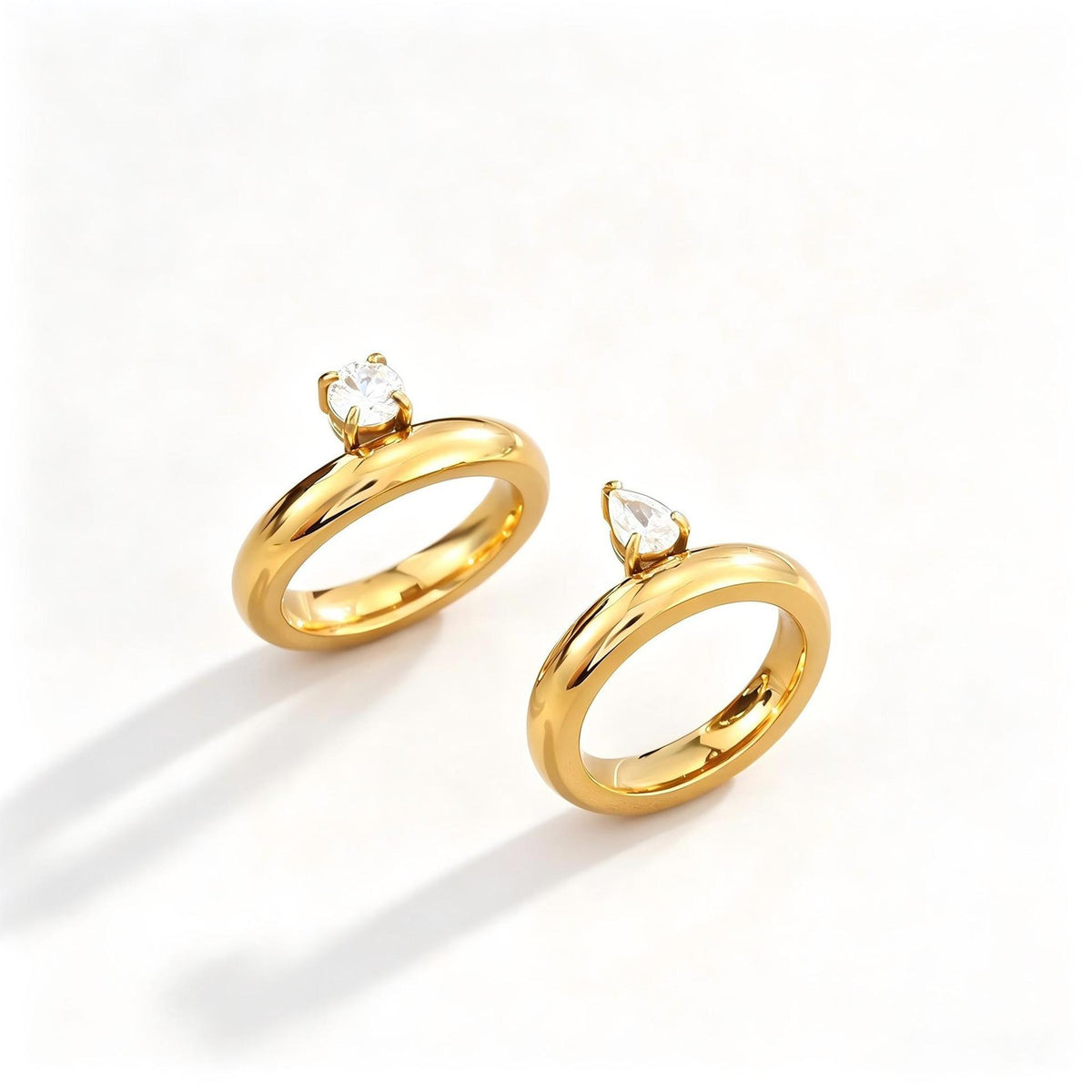 Classy Pear & Round Solitaire Ring Set