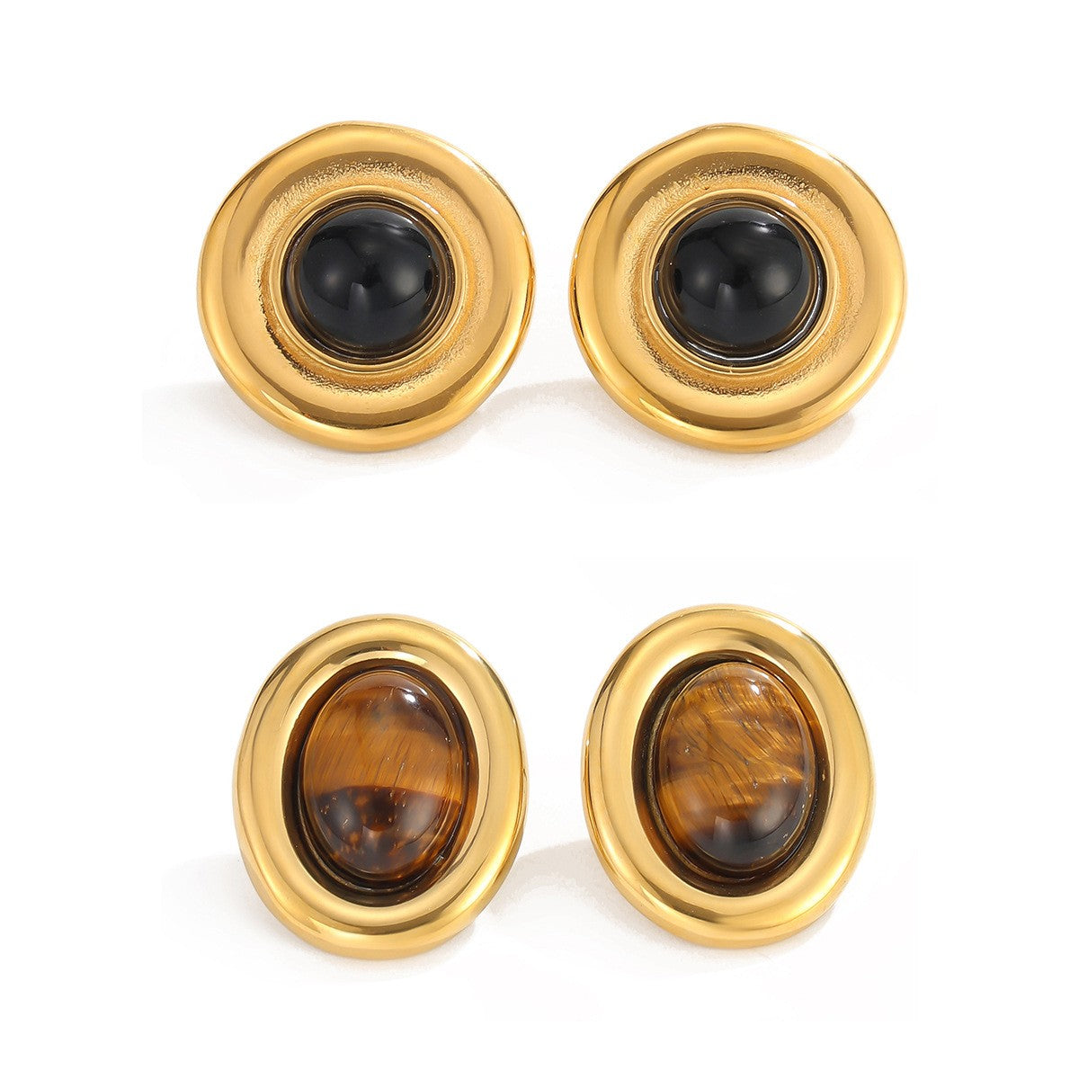 Classy Geometric Stone Stud Earrings