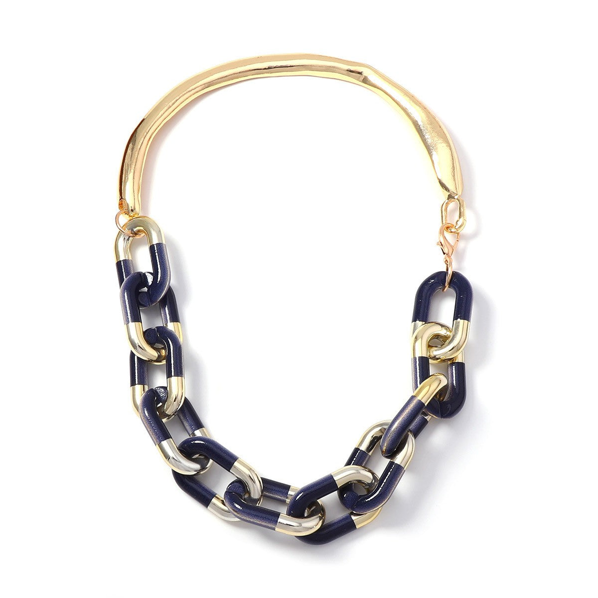 Vintage Red Geometric Chain Collar Necklace