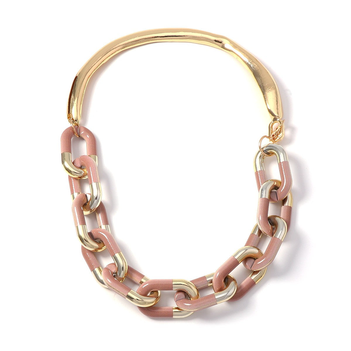 Vintage Red Geometric Chain Collar Necklace