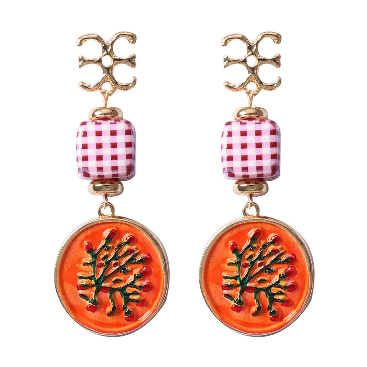 Classy Teal Enamel Flower Drop Earrings
