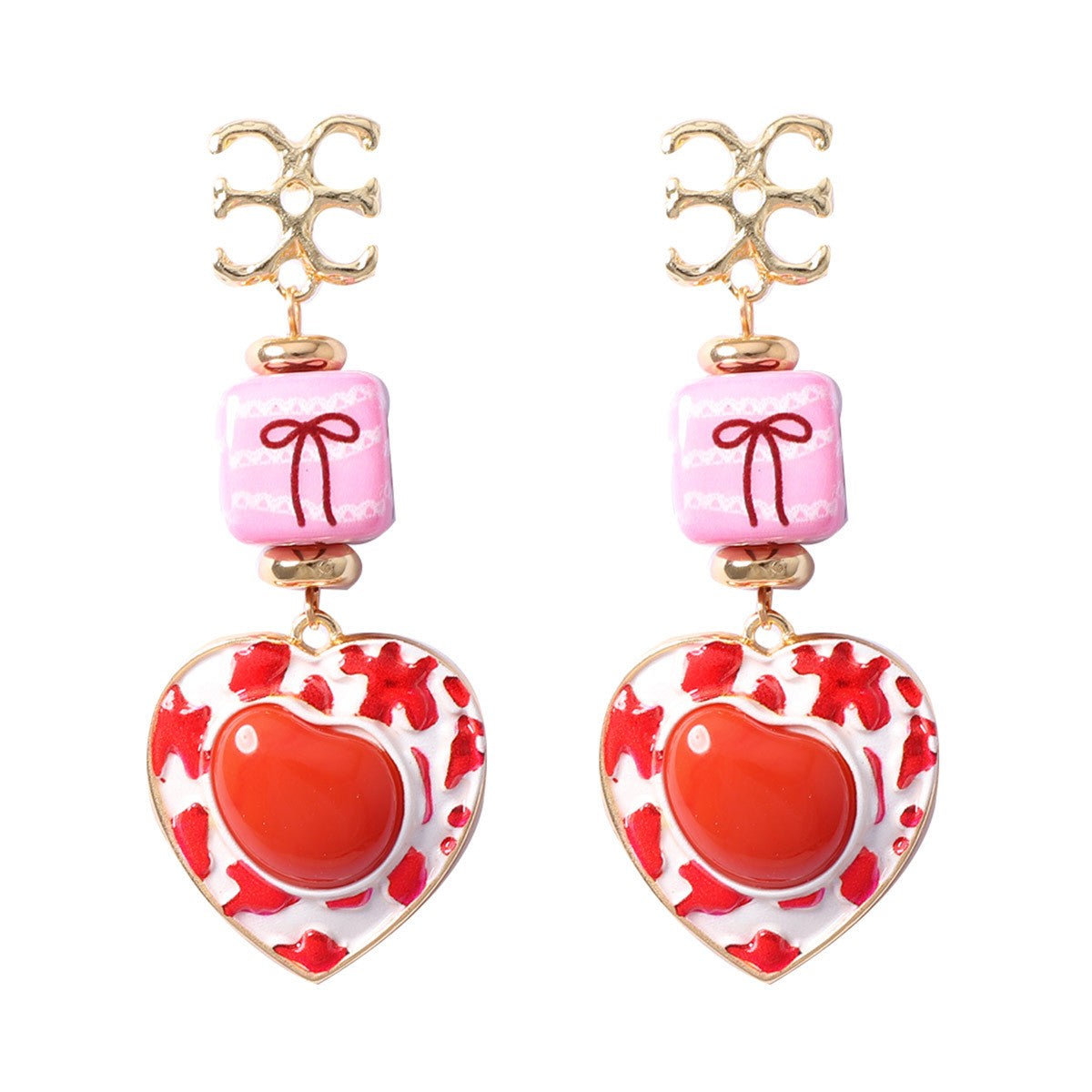 Classy Teal Enamel Flower Drop Earrings