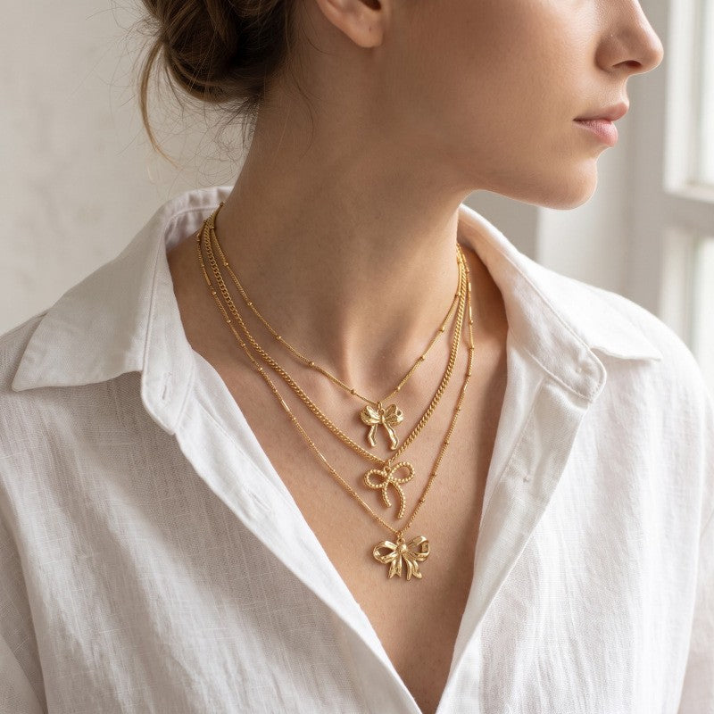 Romantic Multi-Layer Bow Necklace