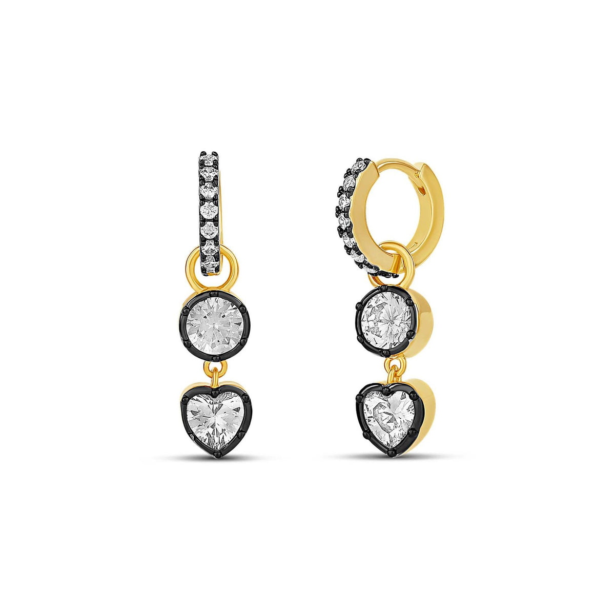 Classy Black Rim Zirconia Drop Earrings