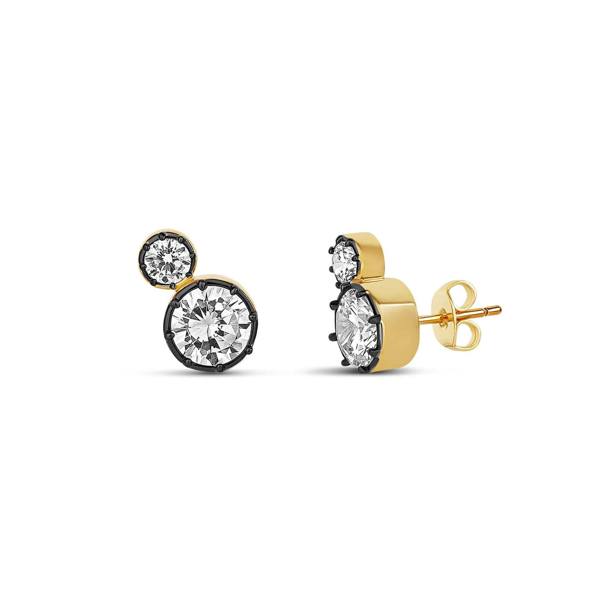 Classy Black Rim Zirconia Drop Earrings
