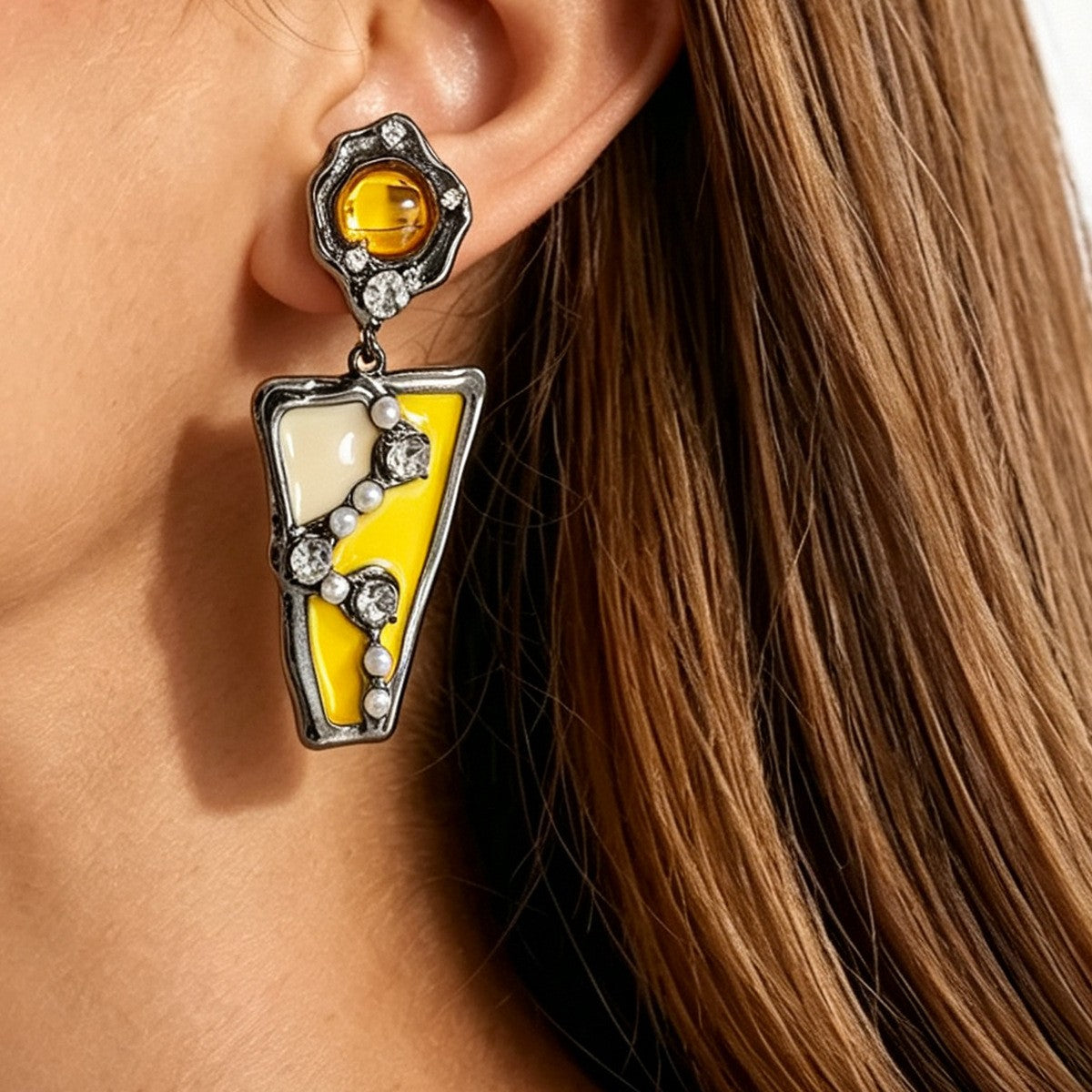 Classy Vintage Geometric Pearl Drop Earrings