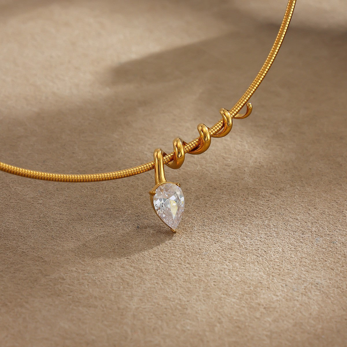 Dainty Teardrop Cubic Zirconia Wire Choker