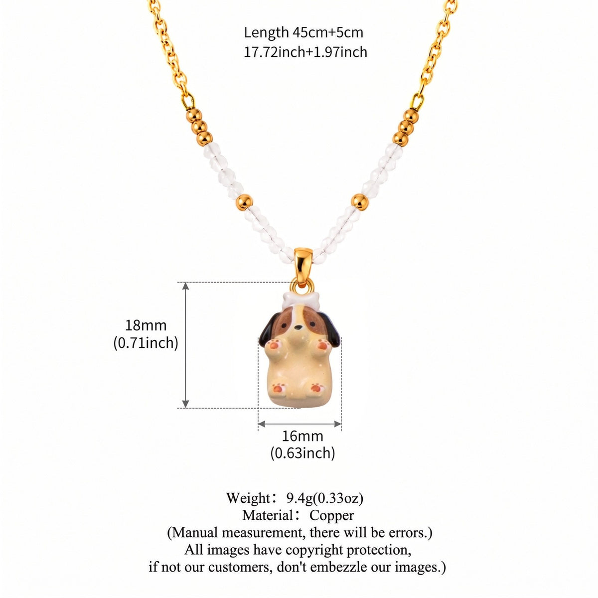 Dainty Layered Penguin & Pig Beaded Necklace