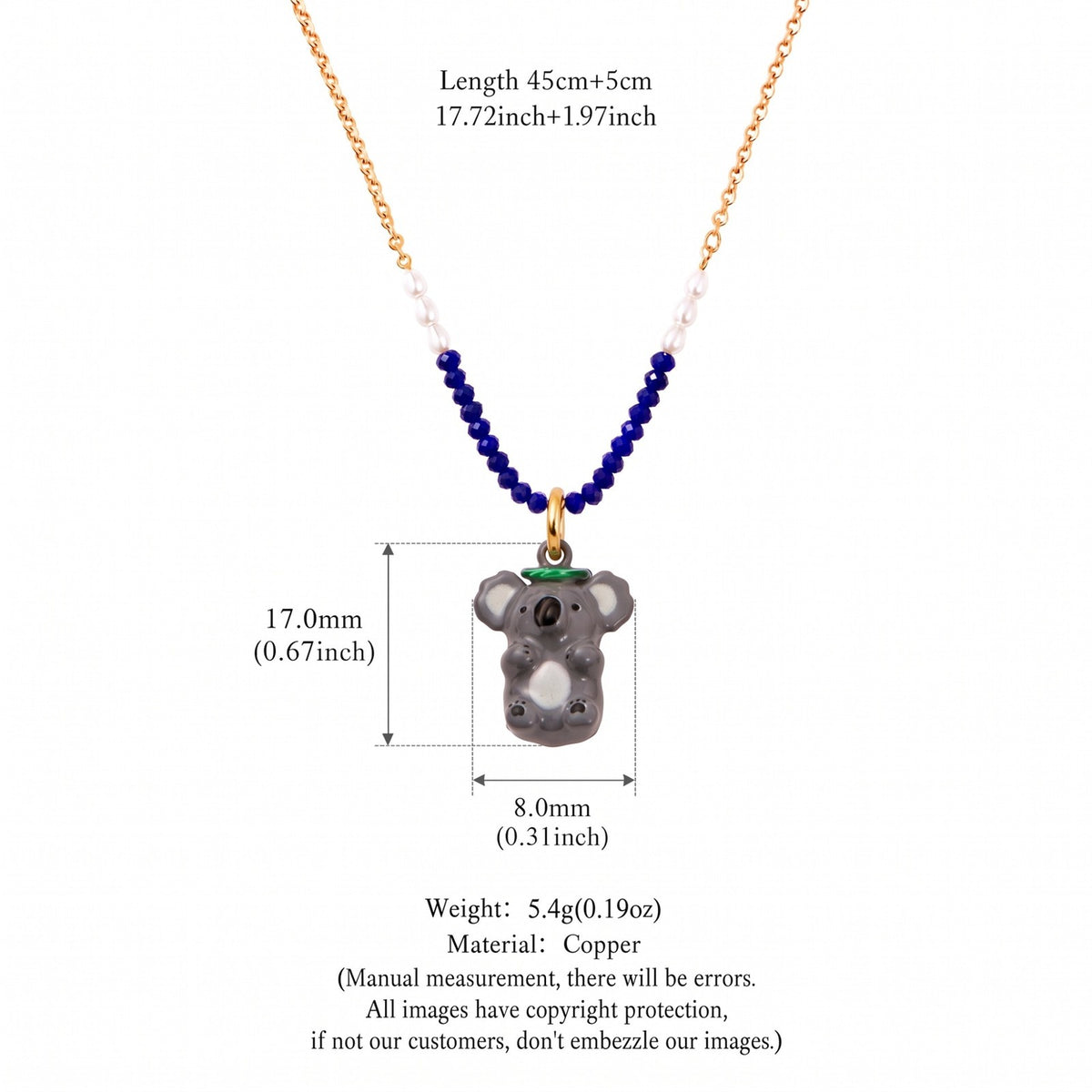 Dainty Layered Penguin & Pig Beaded Necklace
