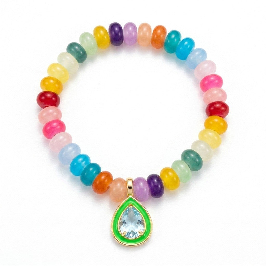 Boho Rainbow Beaded Geometric Charm Bracelet